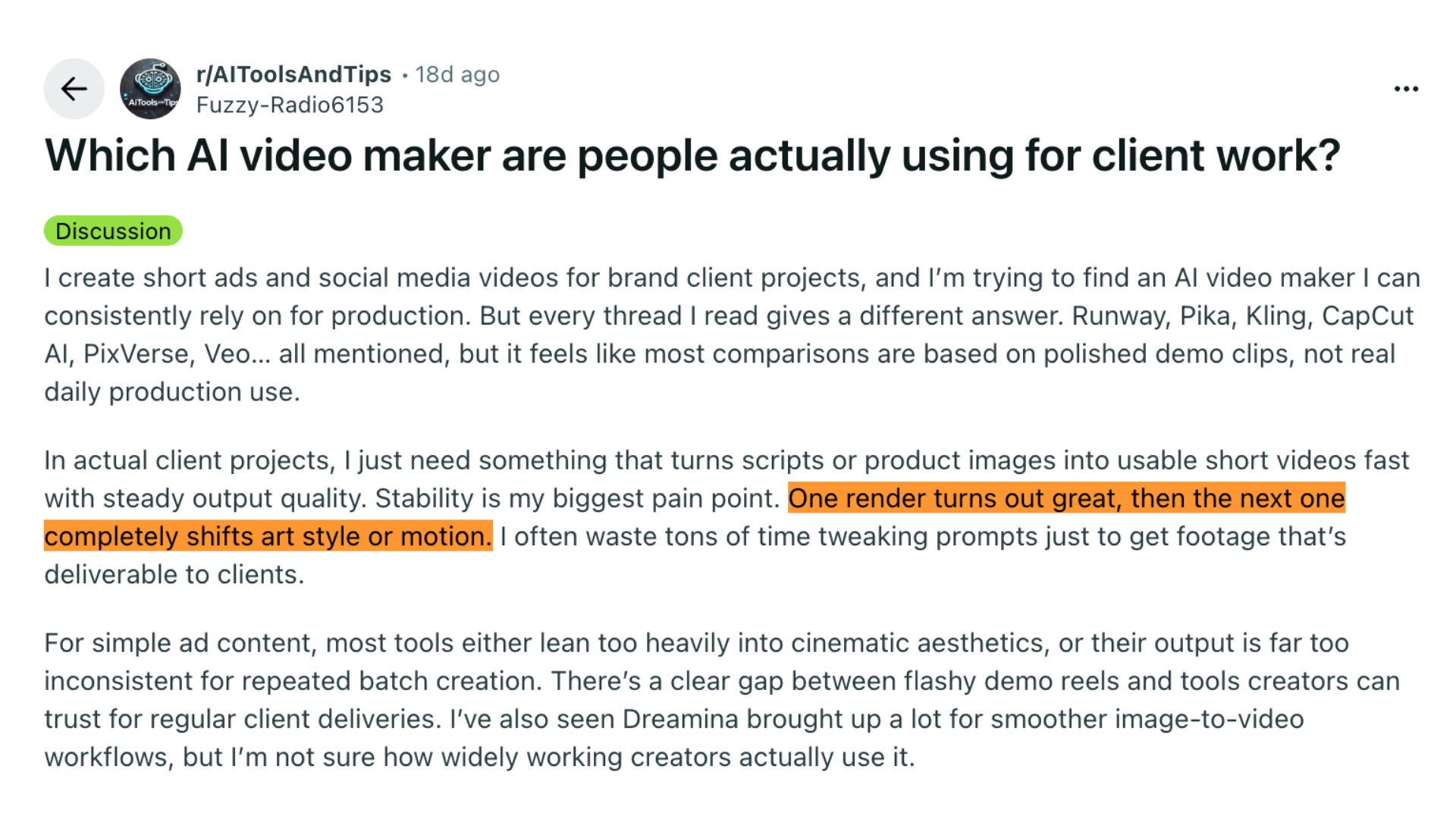 Great demo... terrible production workflow